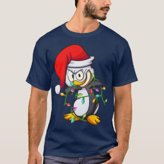 Funny Dabbing Penguin Bird Xmas Lights Penguin Chr T-Shirt