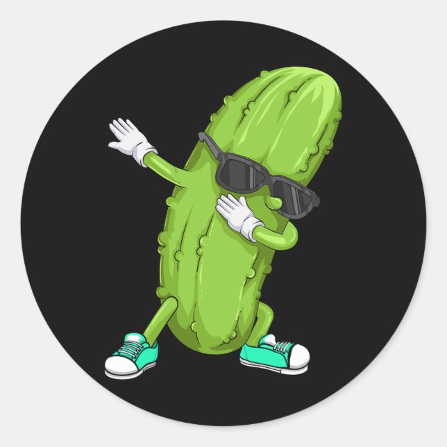 Funny Dabbing Pickle Gift Cute Dancing Cucumber Me Classic Round Sticker (Front)