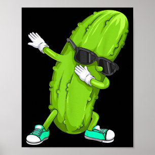 Funny dabbing pickle gift _ cute dancing cucumber poster