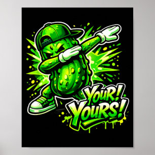 Funny dabbing pickle green vegetable man woman poster