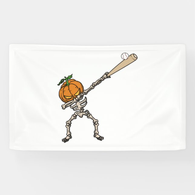 Funny Dabbing Pumpkin Head Baseball Gift Idea Banner (Horizontal)