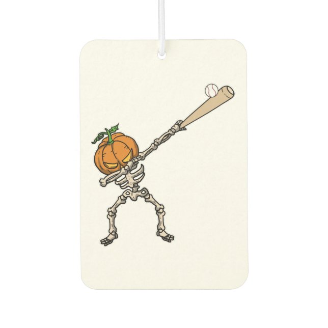 Funny Dabbing Pumpkin Head Baseball Gift Idea Car Air Freshener (Front)
