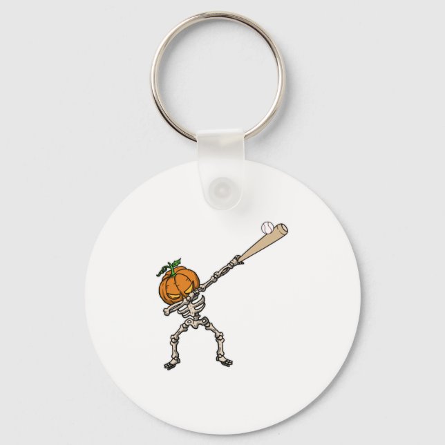 Funny Dabbing Pumpkin Head Baseball Gift Idea Key Ring (Front)