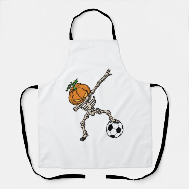 Funny Dabbing Pumpkin Head Soccer Gift Idea Apron (Front)