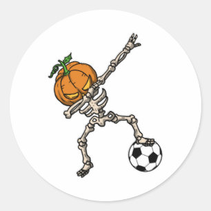 Funny Dabbing Pumpkin Head Soccer Gift Idea Classic Round Sticker