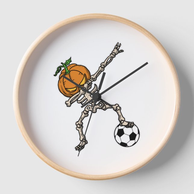 Funny Dabbing Pumpkin Head Soccer Gift Idea Clock (Front)