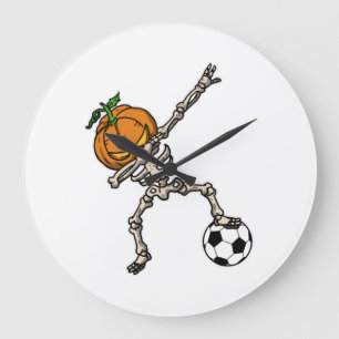 Funny Dabbing Pumpkin Head Soccer Gift Idea Large Clock