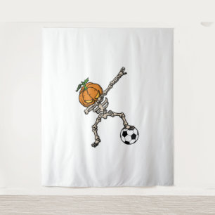Funny Dabbing Pumpkin Head Soccer Gift Idea Tapestry
