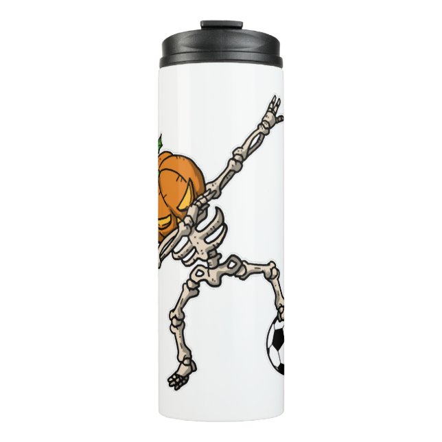 Funny Dabbing Pumpkin Head Soccer Gift Idea Thermal Tumbler (Front)