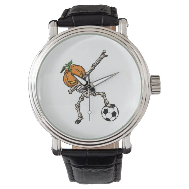 Funny Dabbing Pumpkin Head Soccer Gift Idea Watch (Front)