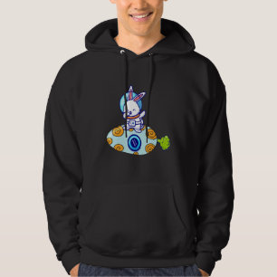 Funny Dabbing Rabbit Astronaut In Space Riding Hoodie