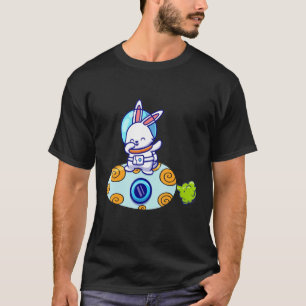 Funny Dabbing Rabbit Astronaut In Space Riding T-Shirt