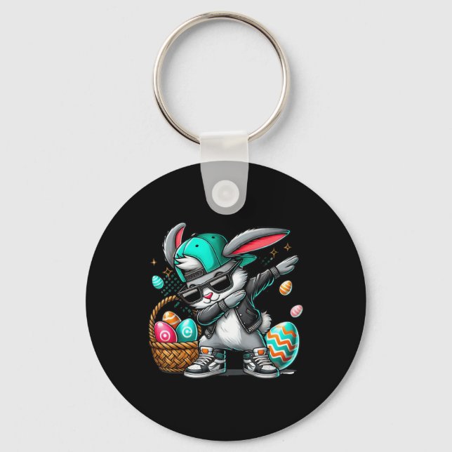 Funny Dabbing Rabbit Easter Eggs  Key Ring (Front)