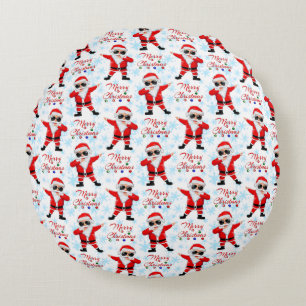 Funny Dabbing Santa Claus Merry Christmas Round Cushion