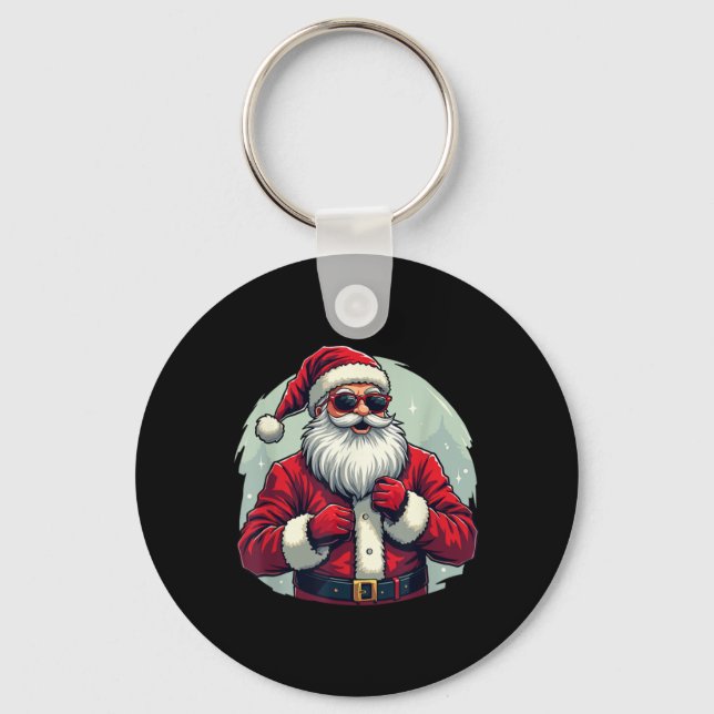 Funny Dabbing Santa Xmas Lights Girls Boys Christm Key Ring (Front)