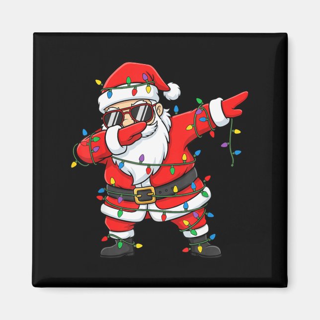 Funny Dabbing Santa Xmas Lights Men Boys Girls Chr Magnet (Front)