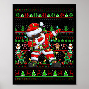 Funny Dabbing Santa Xmas Lights Ugly Christmas Swe Poster