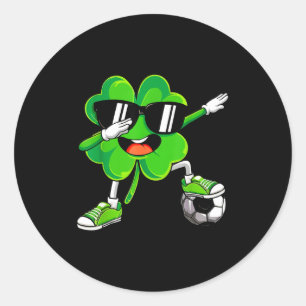 Funny Dabbing Shamrock Soccer St Patrick Men Boy K Classic Round Sticker