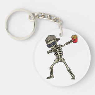 Funny Dabbing Skeleton French Fries Teacher Gift  Key Ring