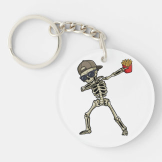 Funny Dabbing Skeleton French Fries Teacher Gift  Key Ring