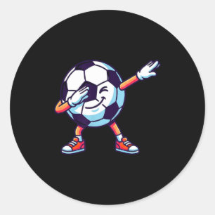 Funny Dabbing Soccer Ball Cartoon Srt Gift Kids Bo Classic Round Sticker
