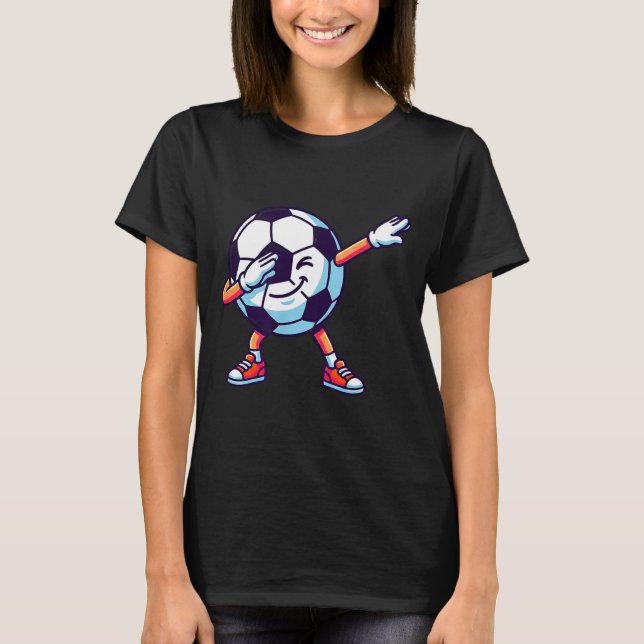Funny Dabbing Soccer Ball Cartoon Srt Gift Kids Bo T-Shirt (Front)