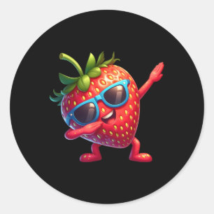 Funny Dabbing Strawberry Sungles Dab Dancing Fruit Classic Round Sticker