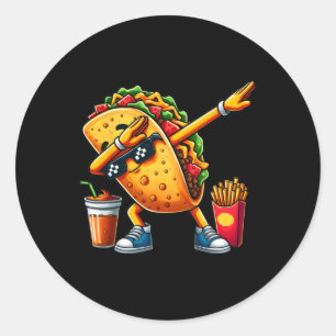 Funny Dabbing Taco Cinco De Mayo Boys Men Mexican  Classic Round Sticker