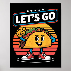 Funny Dabbing Taco Let's Go Trump Chickens Retro S Poster