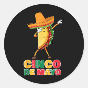 Funny Dabbing Taco Sombrero Kids Party Fiesta Cinc Classic Round Sticker