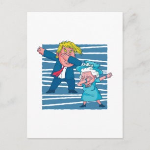 Funny Dabbing Trump Queen England Graphics Cartoon Postcard