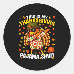 Funny Dabbing Turkey Thanksgiving Pajamas Pjs Srts Classic Round Sticker