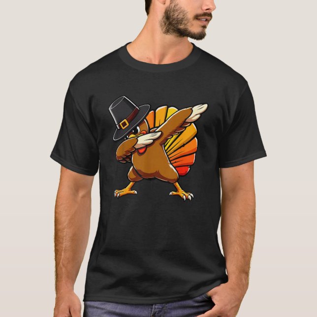 Funny Dabbing Turkey Thanksgiving Turkey Dabbing B T-Shirt (Front)