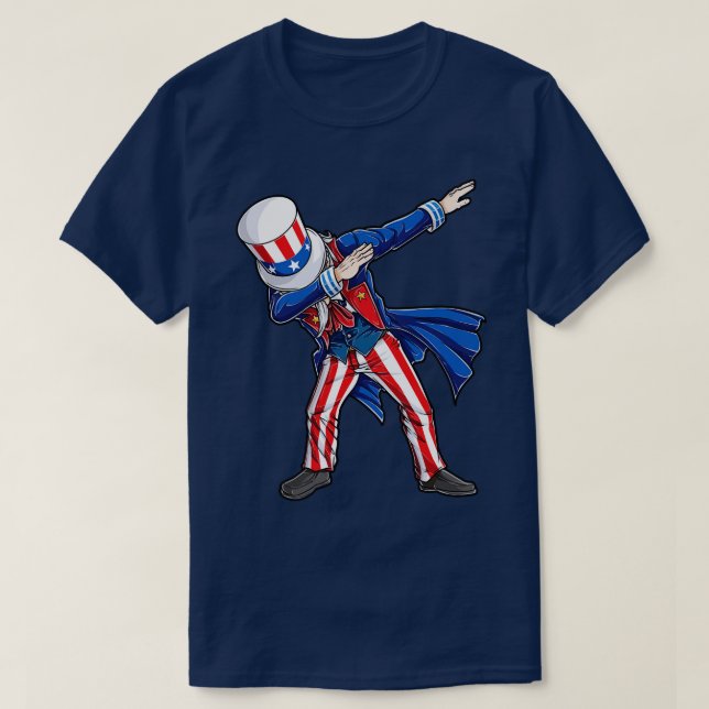 Funny Dabbing Uncle Sam 4th of July Independence D T-Shirt (Design Front)