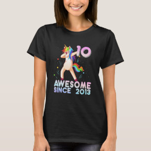 Funny Dabbing Unicorn 10th Birthday Gifts 10 Year T-Shirt