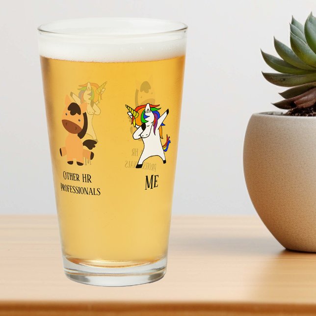 Funny Dabbing Unicorn Human Resources HR Gift Glass (Creator Uploaded)
