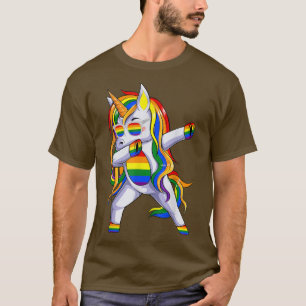 Funny Dabbing Unicorn LGBTQ Gay Lesbian Pride Mont T-Shirt