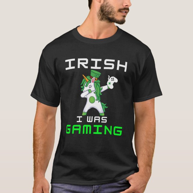 Funny Dabbing Unicorn St. Paddy's Day Video Gaming T-Shirt (Front)