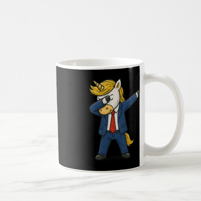 Funny Dabbing Unicorn Trump Patriotic Dab Pose Usa Coffee Mug (Right)