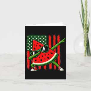 Funny Dabbing Watermelon Usa Flag July 4th Summer Card