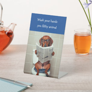 Funny Dachshund Bathroom Sign
