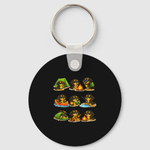 Funny dachshund camping cute dog hiking camper key ring