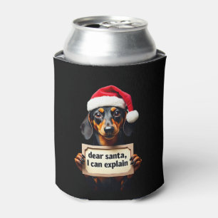 Funny Dachshund Christmas Dear Santa I Can Explain Can Cooler