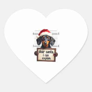 Funny Dachshund Christmas Dear Santa I Can Explain Heart Sticker