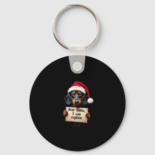 Funny Dachshund Christmas Dear Santa I Can Explain Key Ring