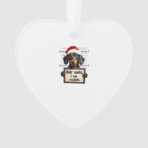 Funny Dachshund Christmas Dear Santa I Can Explain Ornament