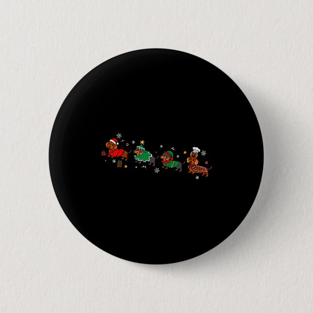 Funny Dachshund Christmas Parade  6 Cm Round Badge (Front)