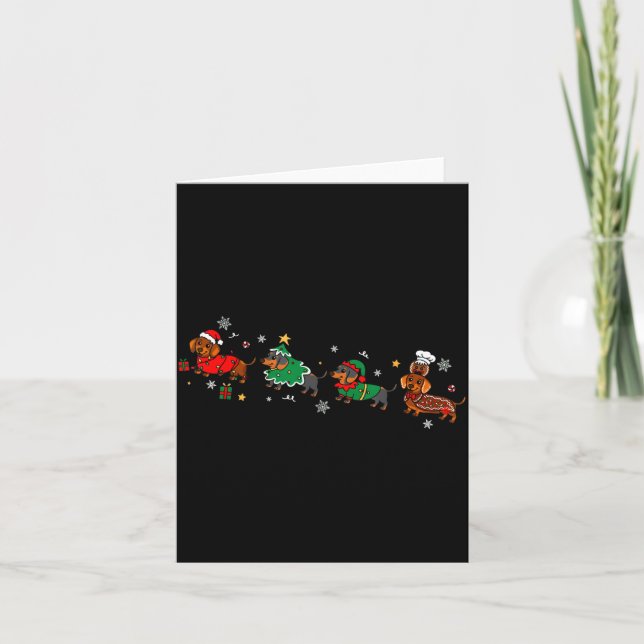 Funny Dachshund Christmas Parade  Card (Front)