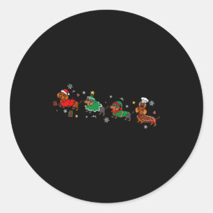 Funny Dachshund Christmas Parade  Classic Round Sticker