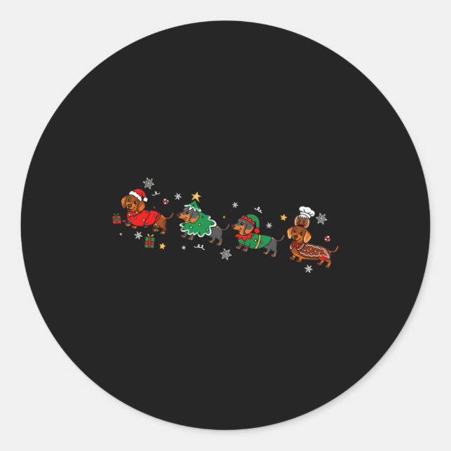 Funny Dachshund Christmas Parade  Classic Round Sticker (Front)